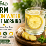 Warm lemon water benefits with fresh lemon and ginger
